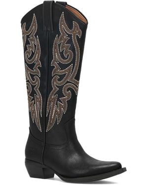 FRYE and CO Irlene Tall Deco Stitch Almond Toe Boots - Black