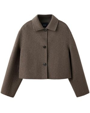 Mango Wool-blend Cropped Jacket - Brown