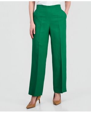 Kasper Linen-blend Pull-on Pants - Green