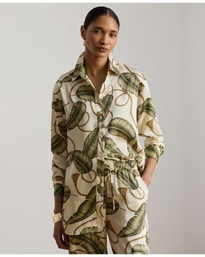 Ralph Lauren Point Collar Rope Print Twill Shirt - Green