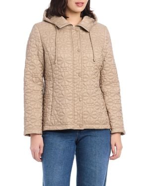 Kate Spade Short Spade Flower Quilted Jacket W/ Hood - Natural