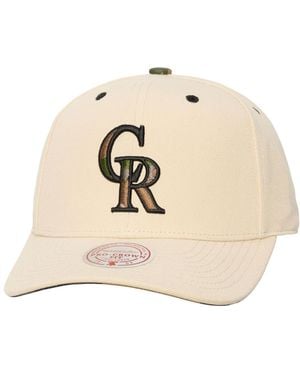 Mitchell & Ness And Colorado Rockies Camo Logo Pro Crown Snapback Hat - Natural