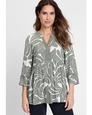 Olsen Tunic Swing Blouse - Gray