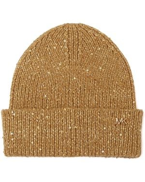 Michael Kors Michael Metallic Sequin Cuff Hat - Brown