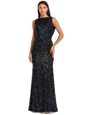 Mac Duggal Petite Sleeveless Sequin Cowl Back Evening Gown - Black
