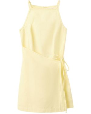 Mango Straps And Bow Detail Mini Cotton Dress - Yellow