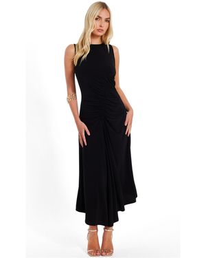 Quiz Ity Ruched Detail Midi Dress - Black