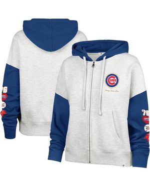 '47 X Heather Gray/royal Chicago Cubs Color Block Full-zip Hoodie - Blue