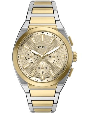 Fossil Japanese Quartz Everett Chronograph Stainless Steel Watch - Metallic