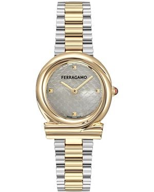 Ferragamo Swiss Gancini Twisted Two-tone Stainless Steel Bracelet Watch 32mm - Metallic