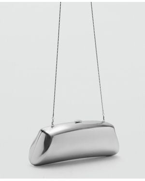Mango Metallic Clutch Bag - White