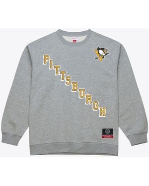 Mitchell & Ness Pittsburgh Penguins Core Wordmark Fleece Sweatshirt - Gray