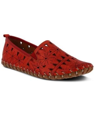 Spring Step Fusaro Laser-cut Leather Loafers - Red