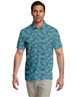PGA TOUR All-over Geometric Palm Print Short-sleeve Golf Polo Shirt - Blue