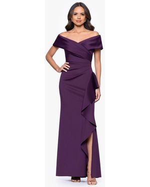 Xscape Petite Off-the-shoulder Ruffle Detail Gown - Purple