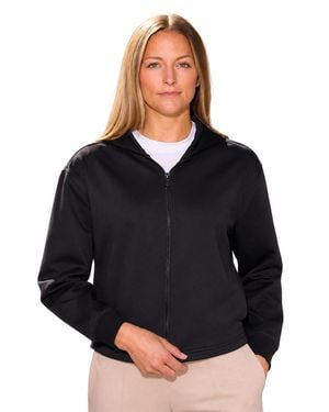 Spyder Juniper Full-zip Cropped Scuba-knit Hoodie - Black