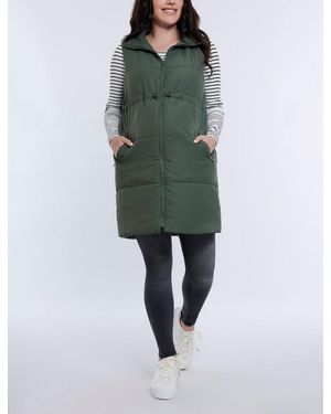 Motherhood Maternity Woven Full-zip Sleeveless Quilted Puffer Vest - Green