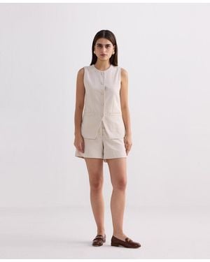REISTOR Cotton Tweed Vest Jacket Set - Pink