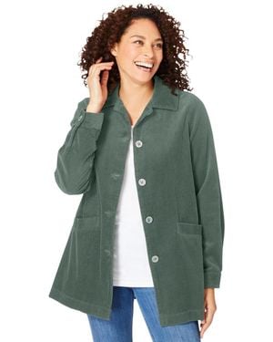 Woman Within Within Pleat-back Corduroy Jacket - Green