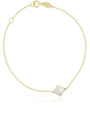 The Lovery Mini Single Clover Bracelet 14k Gold - Metallic
