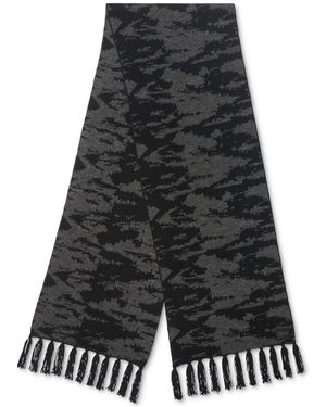 Karl Lagerfeld Camouflage Fringe-trim Scarf - Black
