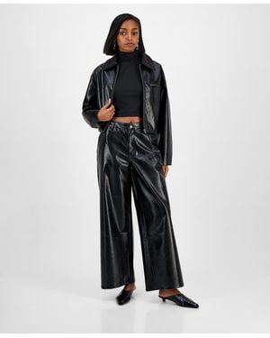 BarIII Crocodile-embossed Faux Leather Pants - Multicolor