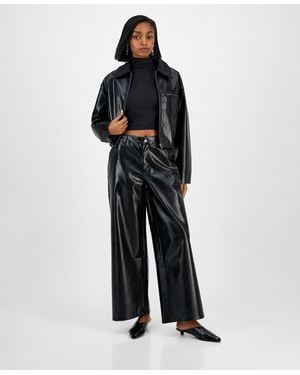 BarIII Crocodile-embossed Faux Leather Pants - Multicolor