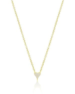 Etoile Gold Tone Dainty Pave Elongated Heart Necklace - Metallic