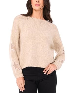 SAM & JESS Crewneck Star Pattern Sweater - Natural