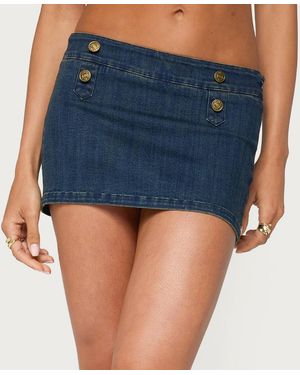 Edikted Taliyah Stretchy Denim Mini Skort - Blue
