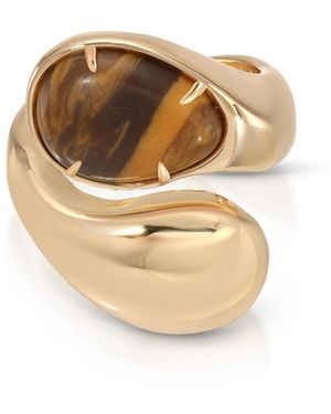 Ettika Gold-plated Oval Stone Dome Ring - White