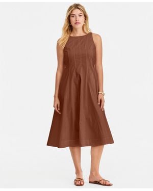 On 34th Seamed Boatneck Midi Dress - Brown