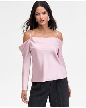 INC International Concepts Cold-shoulder Draped Blouse - Pink