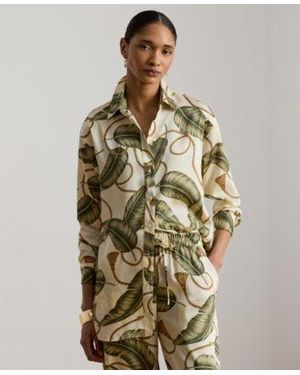 Ralph Lauren Point Collar Rope Print Twill Shirt - Green