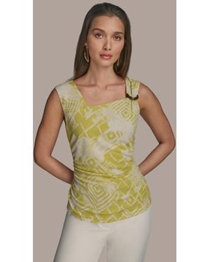 Donna Karan Sleeveless Printed Knit Top - Green