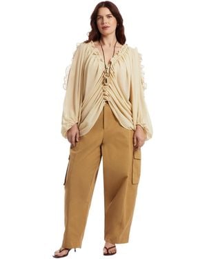 June + Vie Barrel Leg Cargo Pant - Natural