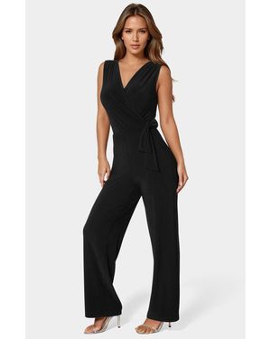 Bebe Jersey Wrap Tie Jumpsuit - Black