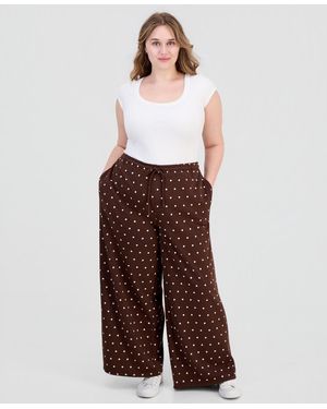 Rebel Veil Trendy Plus Size Wide-leg Drawstring Sweatpants - Brown