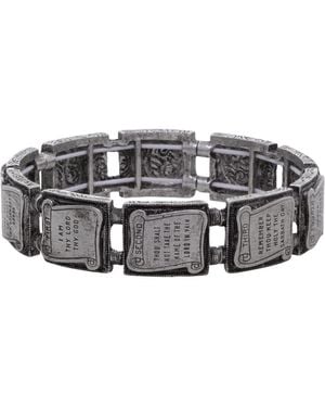 2028 Symbols Of Faith Ten Commandments Stretch Bracelet - Gray