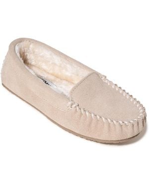 Minnetonka Cosi Venetian Suede Slippers - Natural