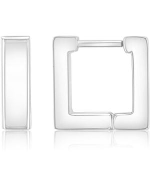 Roxy Square Silver Tone Hoop Earrings - White