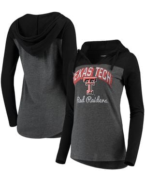 Camp David Texas Tech Red Raiders Knockout Color Block Long Sleeve V-neck Hoodie T-shirt - Black