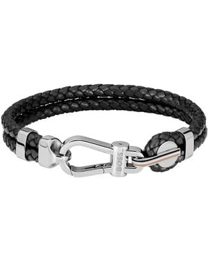 BOSS Ares Prime Leather Bracelet - Black