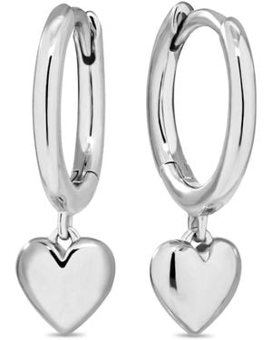 DEVATA Heart Hoop Earrings - White