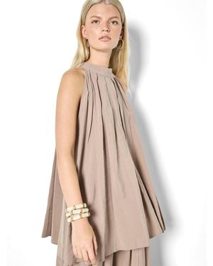 Apricot Pleat Detail Tunic Top - Natural