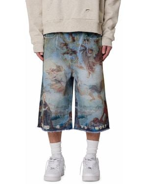 MNML Ultra Baggy Angel Denim Shorts - Gray