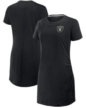 Fanatics Las Vegas Raiders Ruched Drape T-shirt Dress - Black