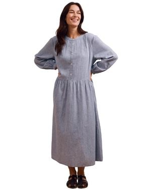 Celtic & Co. Button Front Midi Shirt Dress - Blue