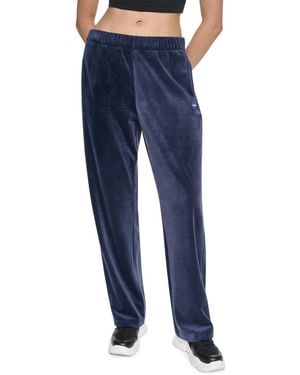 DKNY High-rise Velour Straight Leg Pants - Blue