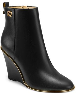 Donna Karan Wedge Heel Booties - Black